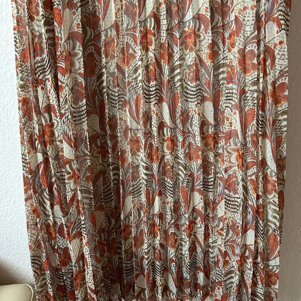 TheKorner Floral Midi Dress fully lined color rust size S vneck cap sleeve - Picture 5 of 10